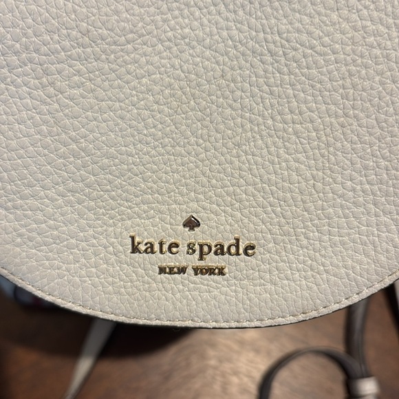 Kate Spade. Backpackl  Small  striped tweed.  White leather  Pocket in flap EUC. - Picture 5 of 17